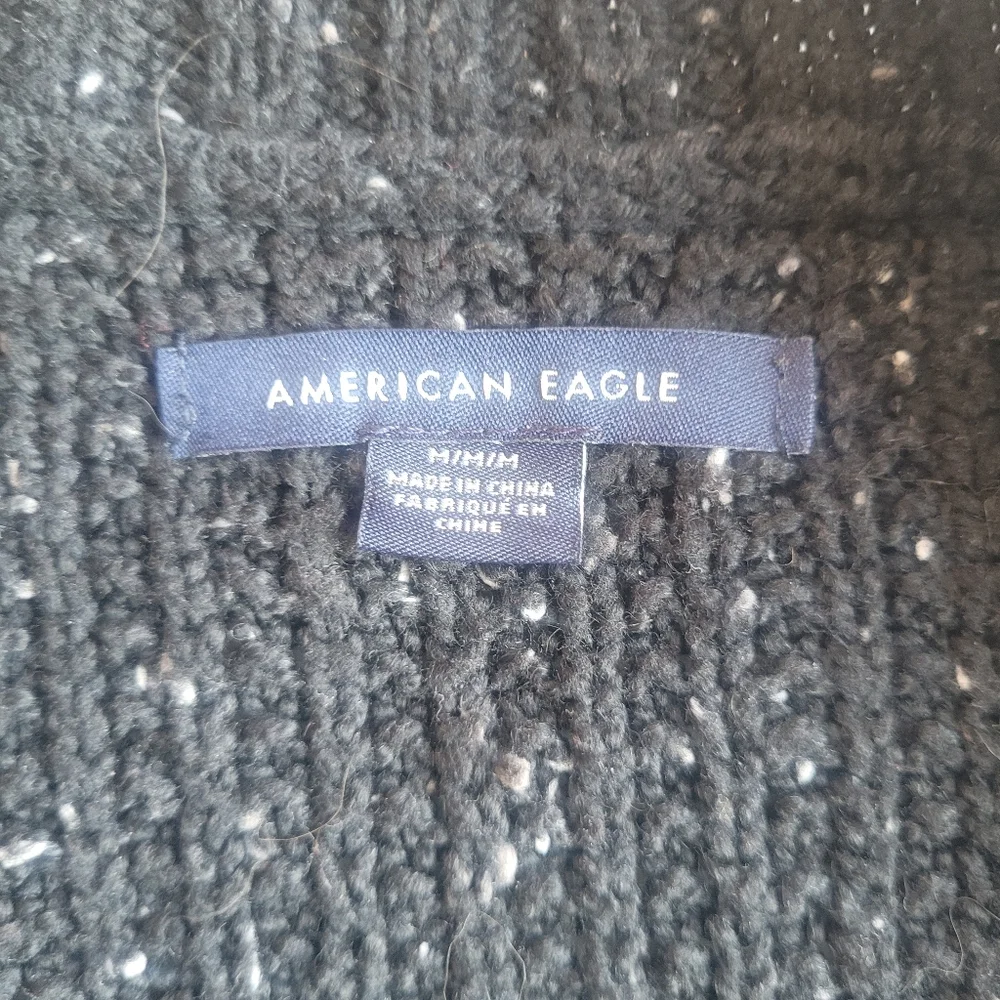 American Eagle Women's Cable Knit Sweater Speckled Black Size M